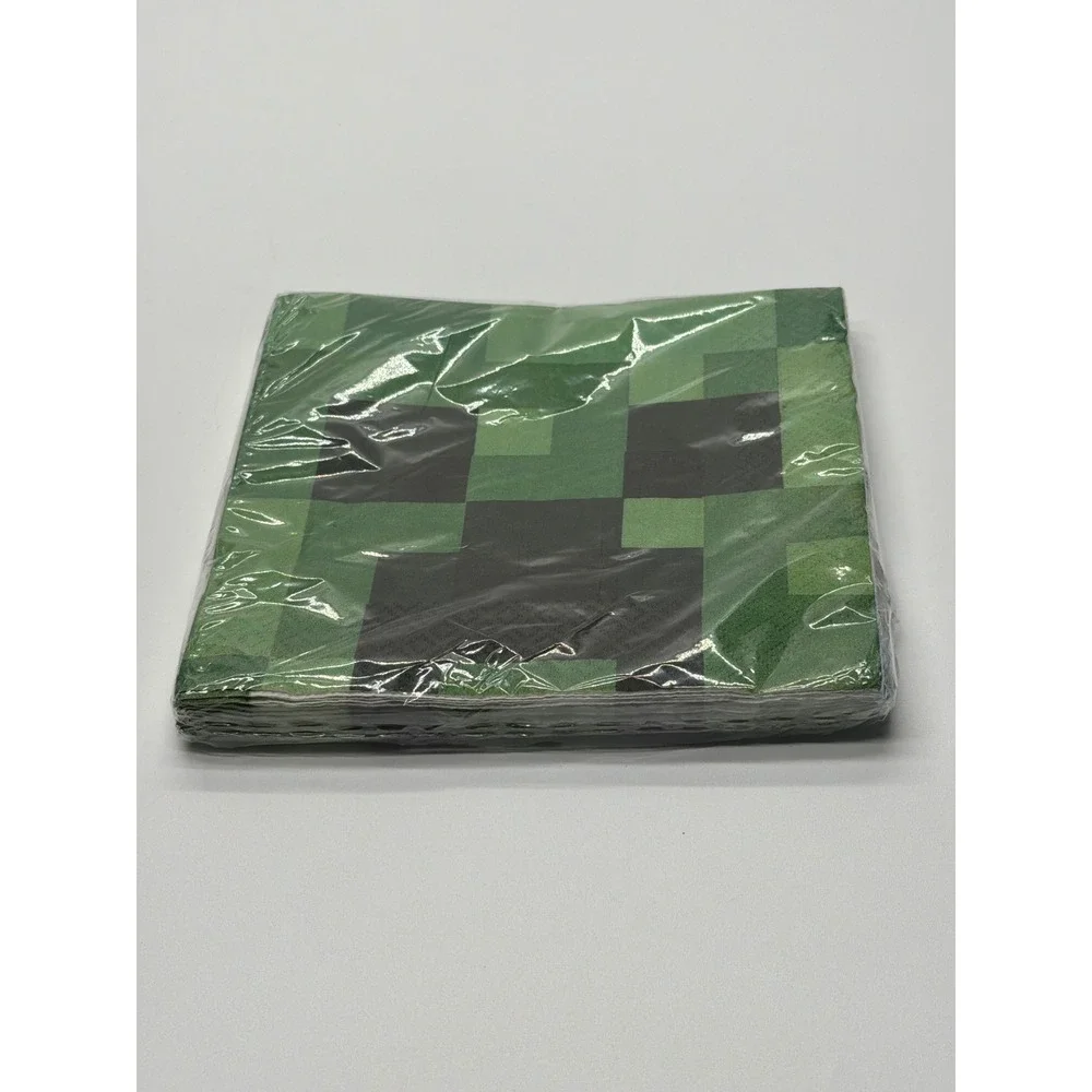 Minecraft Creeper Party Napkins 16 Count 2-Ply Green‎ Pixel Unique 79402 NEW